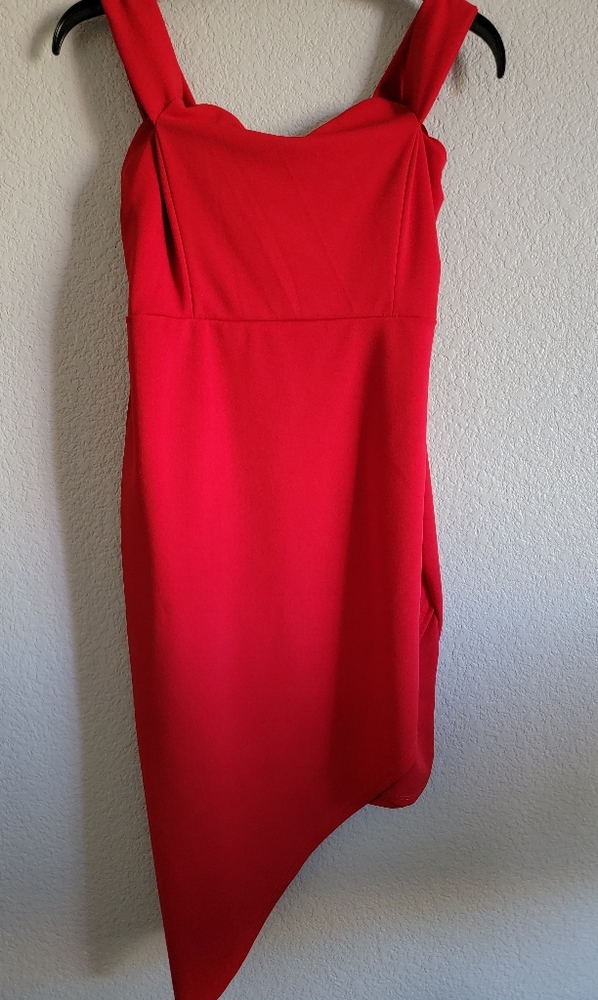 Guess Red off the shoulder Asymmetrical Stretch Mini Dress